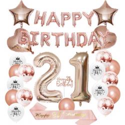 Joya Beauty® 21 Jaar Verjaardag Versiering | Roségoud | Versiering Verjaardag | Feestversiering | Feestpakketten | Feestversiering Pakketten